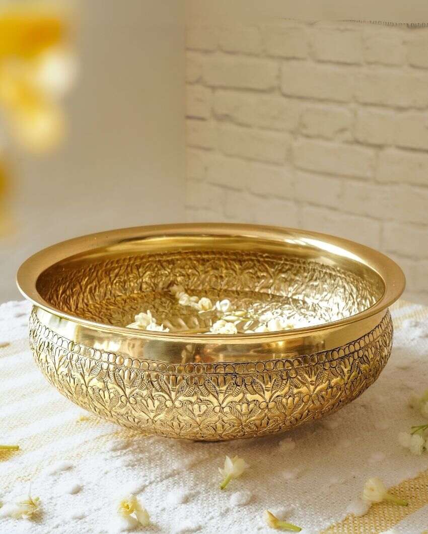 Beautiful Golden Shade Anandi Urli Bowl | 10 x 4 inches