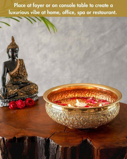 Beautiful Golden Shade Anandi Urli Bowl | 10 x 4 inches