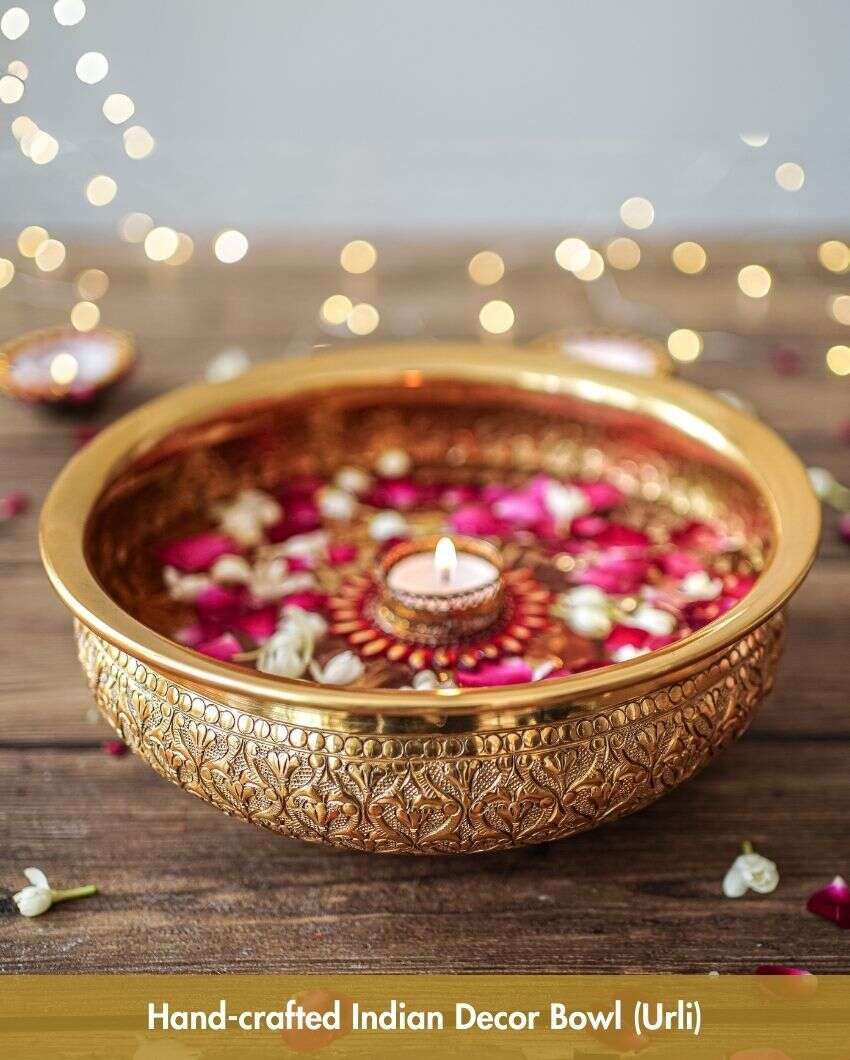 Beautiful Golden Shade Anandi Urli Bowl | 10 x 4 inches