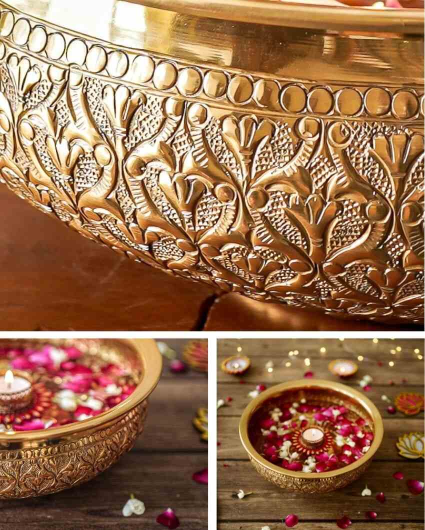 Beautiful Golden Shade Anandi Urli Bowl | 10 x 4 inches