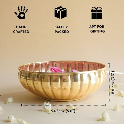 Beautiful Golden Design Jasmine Glow Urli Bowl | 10 x 3 inches