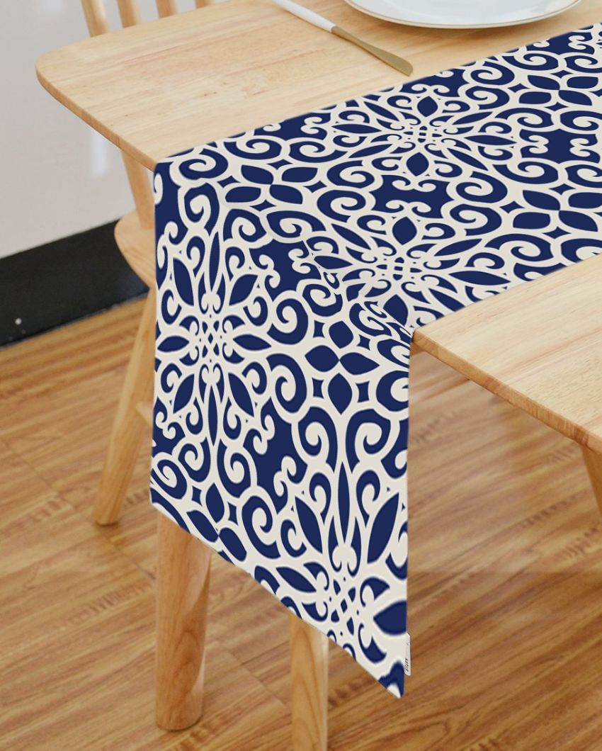 Blue And white Printed Table Runner