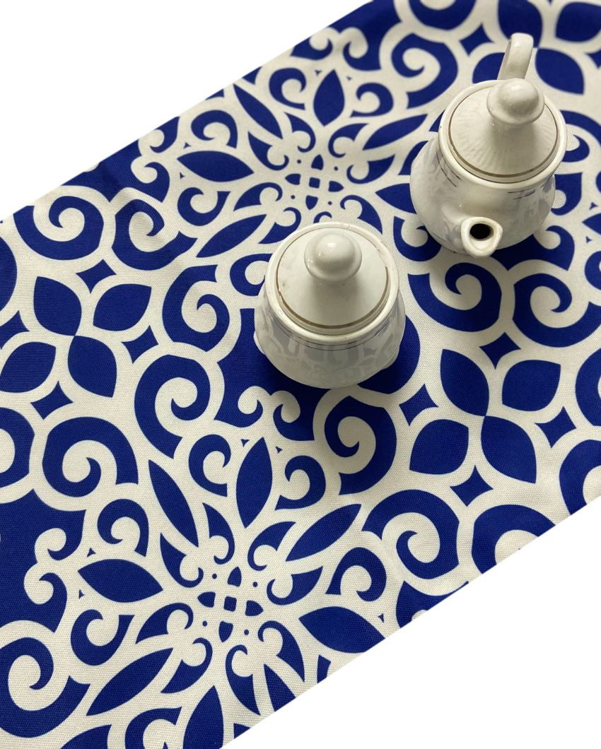 Blue And white Printed Table Runner