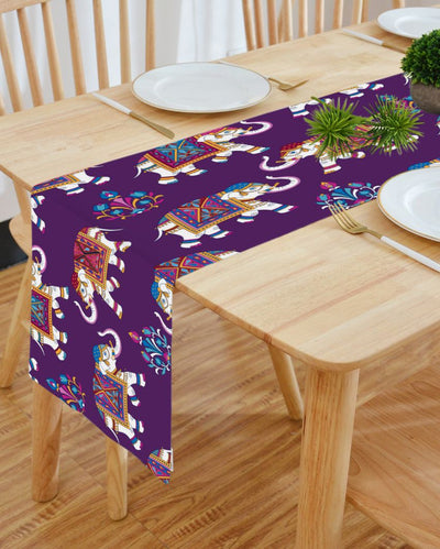 Purple Elephant Print Table Runner