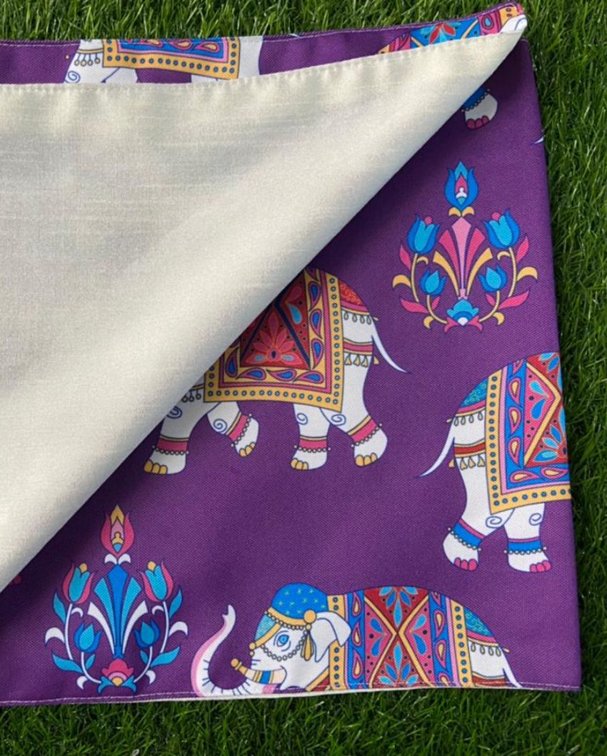 Purple Elephant Print Table Runner