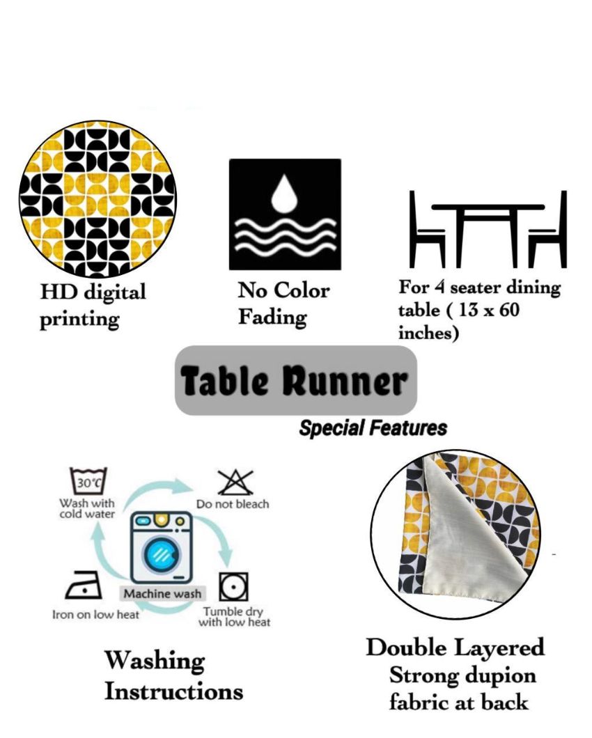 Yellow And Black Geometric Table Runner