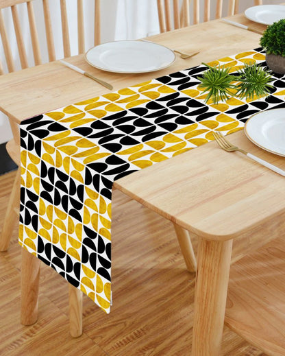 Yellow And Black Geometric Table Runner