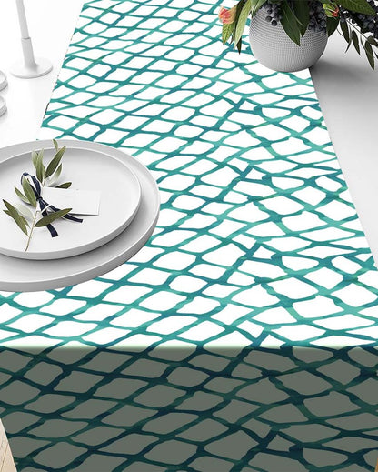 Blue Scallop Print Table Runner