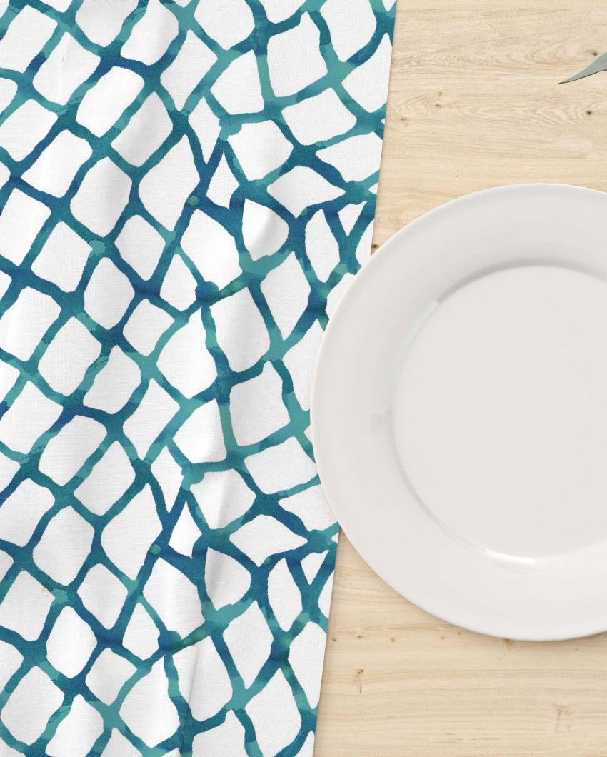 Blue Scallop Print Table Runner