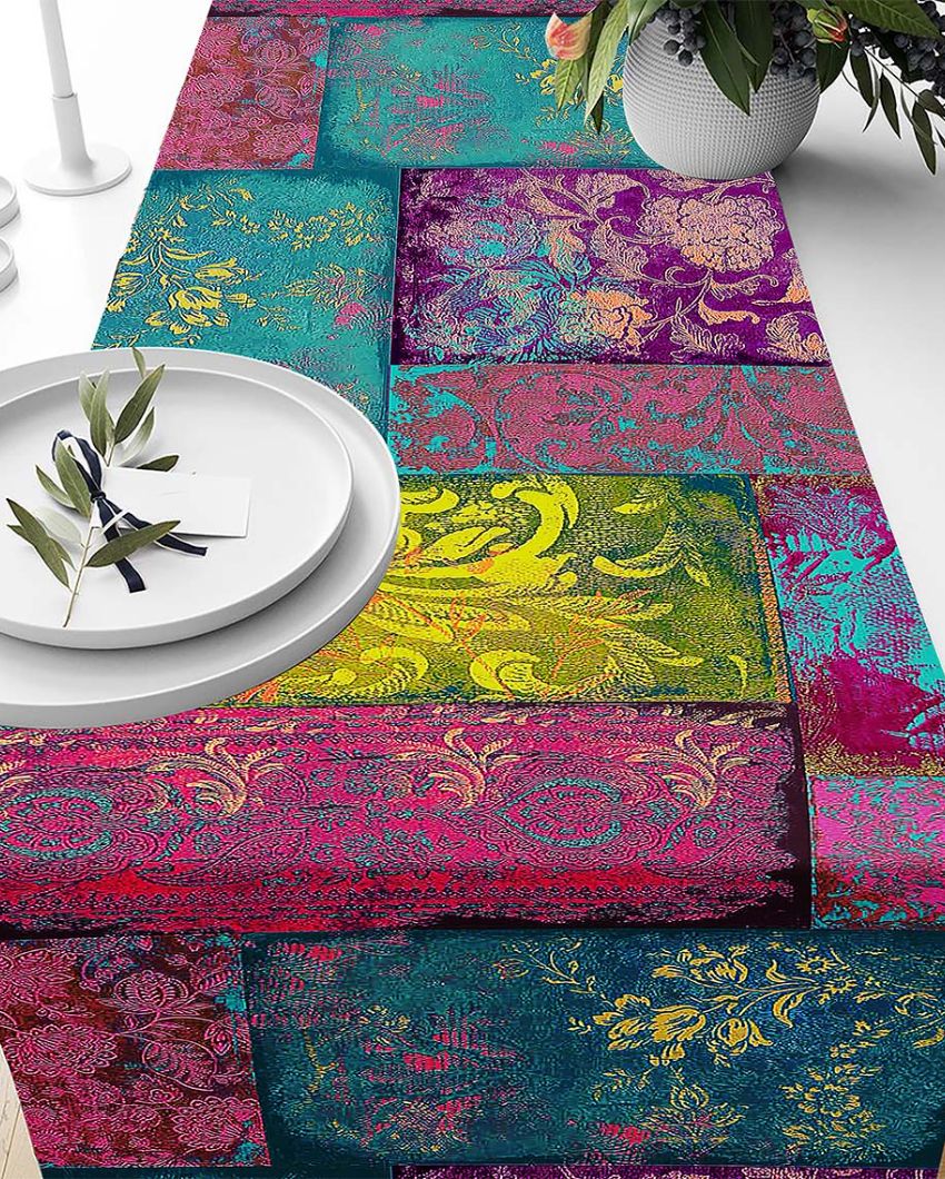 Blue And Pink Floral Table Runner