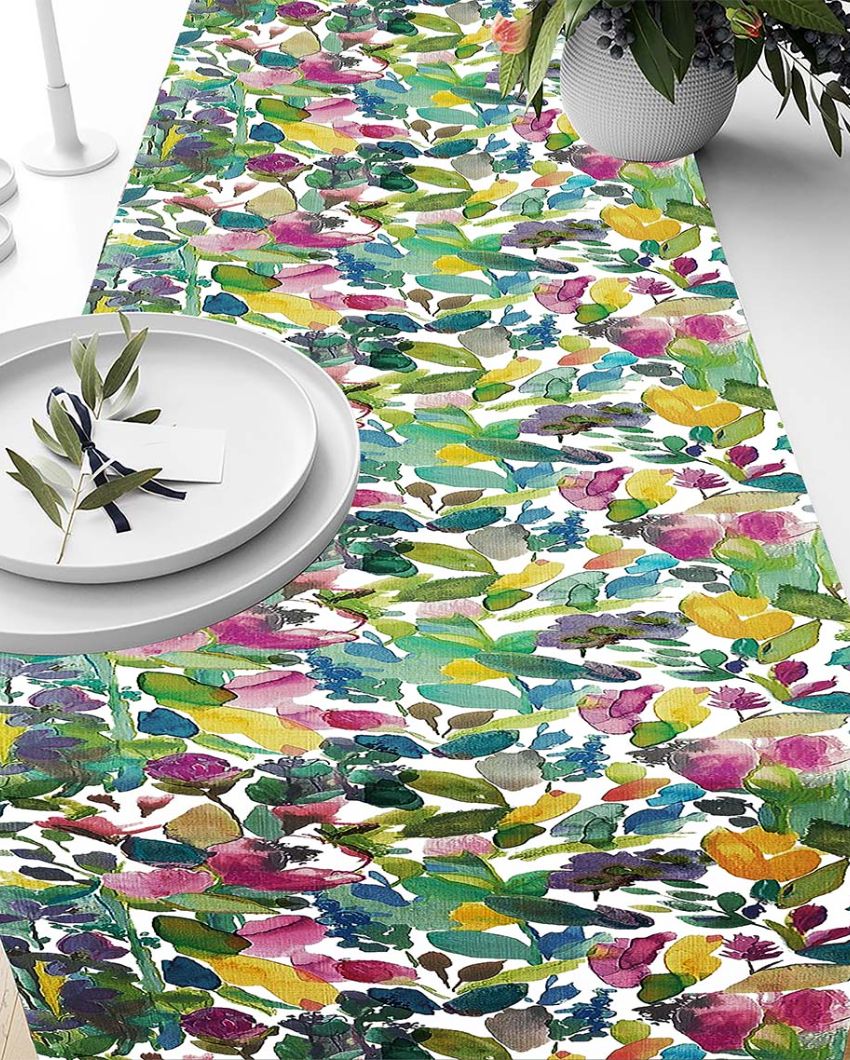 Elegant Floral Ployester  Table Runner