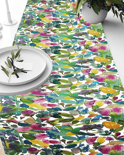 Elegant Floral Ployester  Table Runner