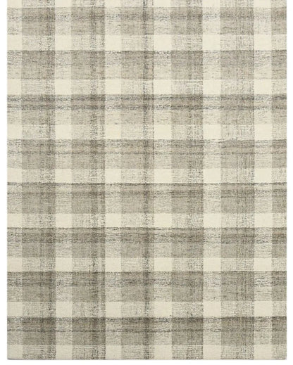 Sand Wool Plaid Pattern Hand-Tufted Rug Carpet