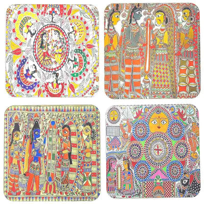 Madhubani Paintings MDF Board Digitally Printed 7.5 Inches | Set of 2 Default Title