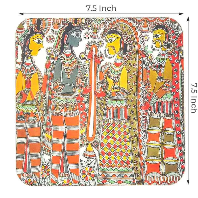 Madhubani Paintings MDF Board Digitally Printed 7.5 Inches | Set of 2 Default Title