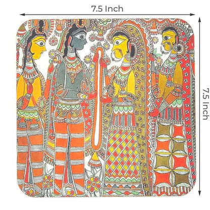 Madhubani Paintings MDF Board Digitally Printed 7.5 Inches | Set of 2 Default Title