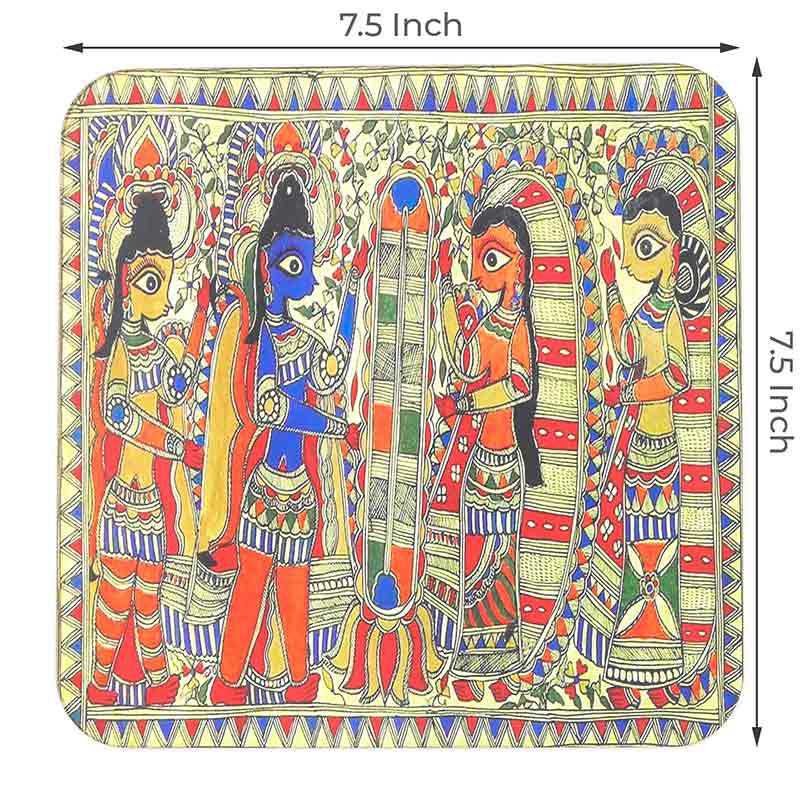 Madhubani Paintings MDF Board Digitally Printed 7.5 Inches | Set of 2 Default Title