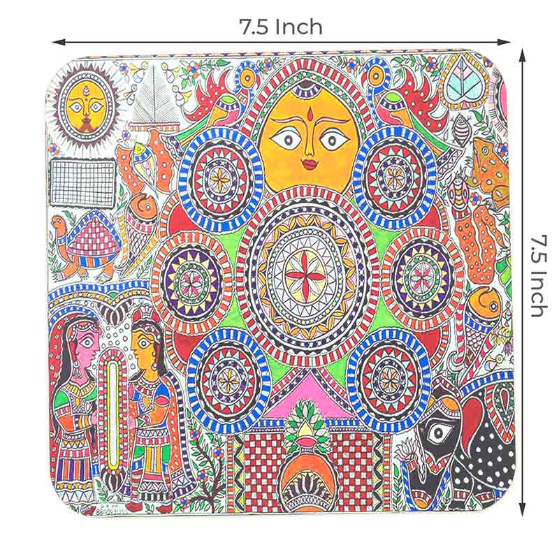 Madhubani Paintings MDF Board Digitally Printed 7.5 Inches | Set of 2 Default Title