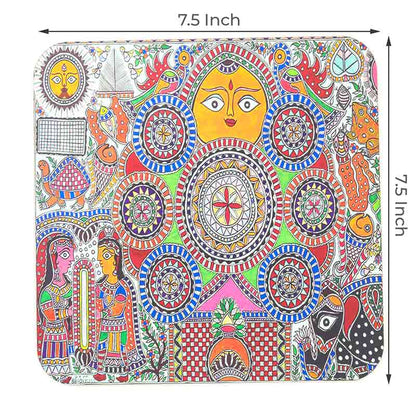 Madhubani Paintings MDF Board Digitally Printed 7.5 Inches | Set of 2 Default Title