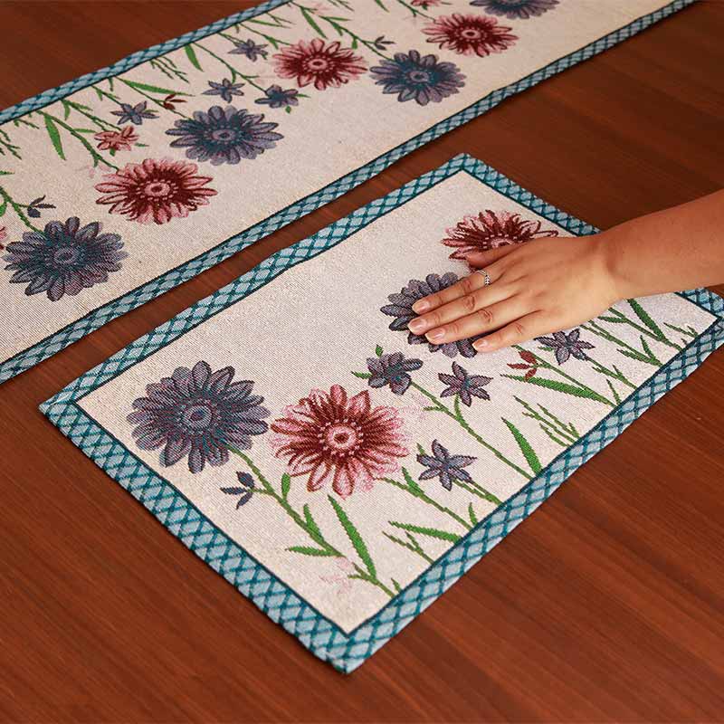 f Floral Jacquard Table Runner & Placemat | Set Of 7 Default Title