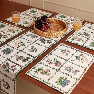 dFloral Jacquard Table Runner & Placemat | Set Of 7 Default Title