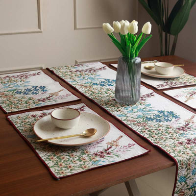 Floral Symphony Cotton Table Runner & Placemats Set