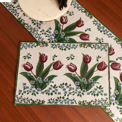 c Floral Jacquard Table Runner & Placemat | Set Of 7 Default Title