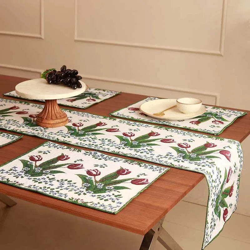 c Floral Jacquard Table Runner & Placemat | Set Of 7 Default Title