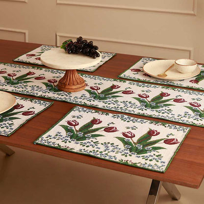 c Floral Jacquard Table Runner & Placemat | Set Of 7 Default Title