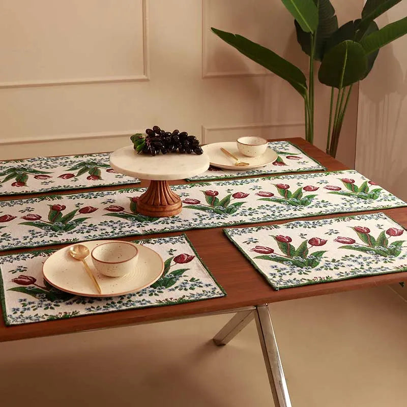 c Floral Jacquard Table Runner & Placemat | Set Of 7 Default Title