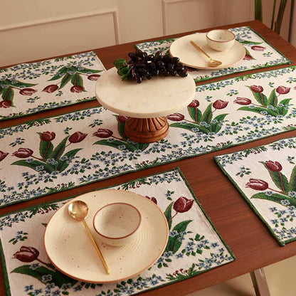 c Floral Jacquard Table Runner & Placemat | Set Of 7 Default Title