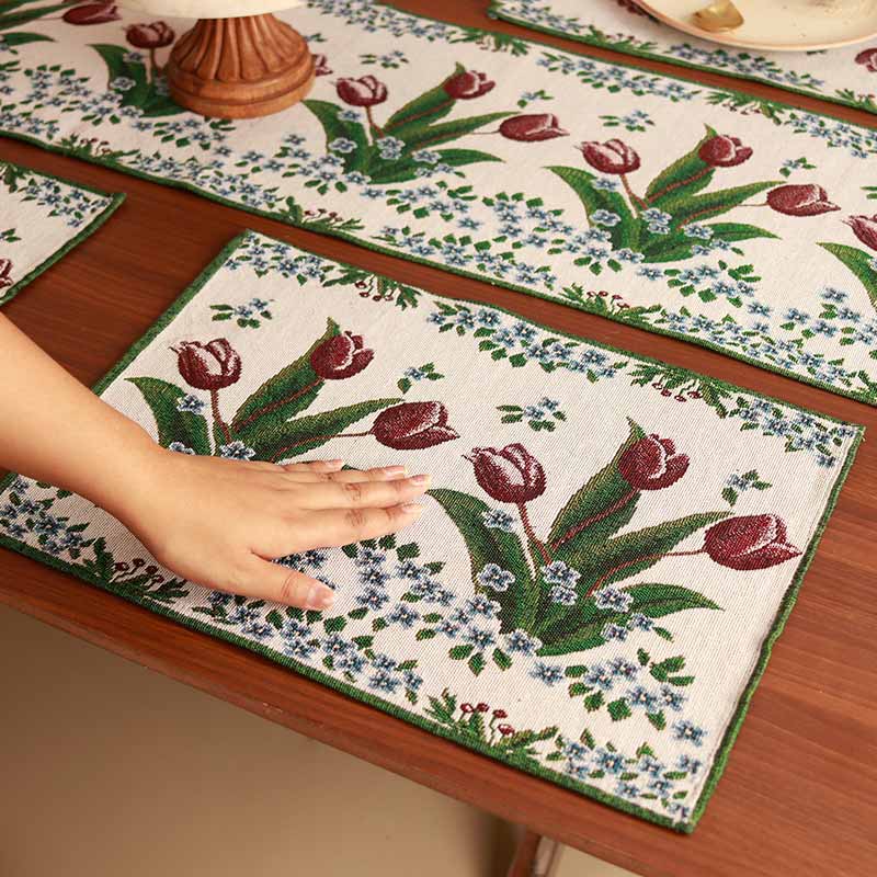 c Floral Jacquard Table Runner & Placemat | Set Of 7 Default Title