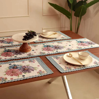 bFloral Jacquard Table Runner & Placemat | Set Of 7 Default Title