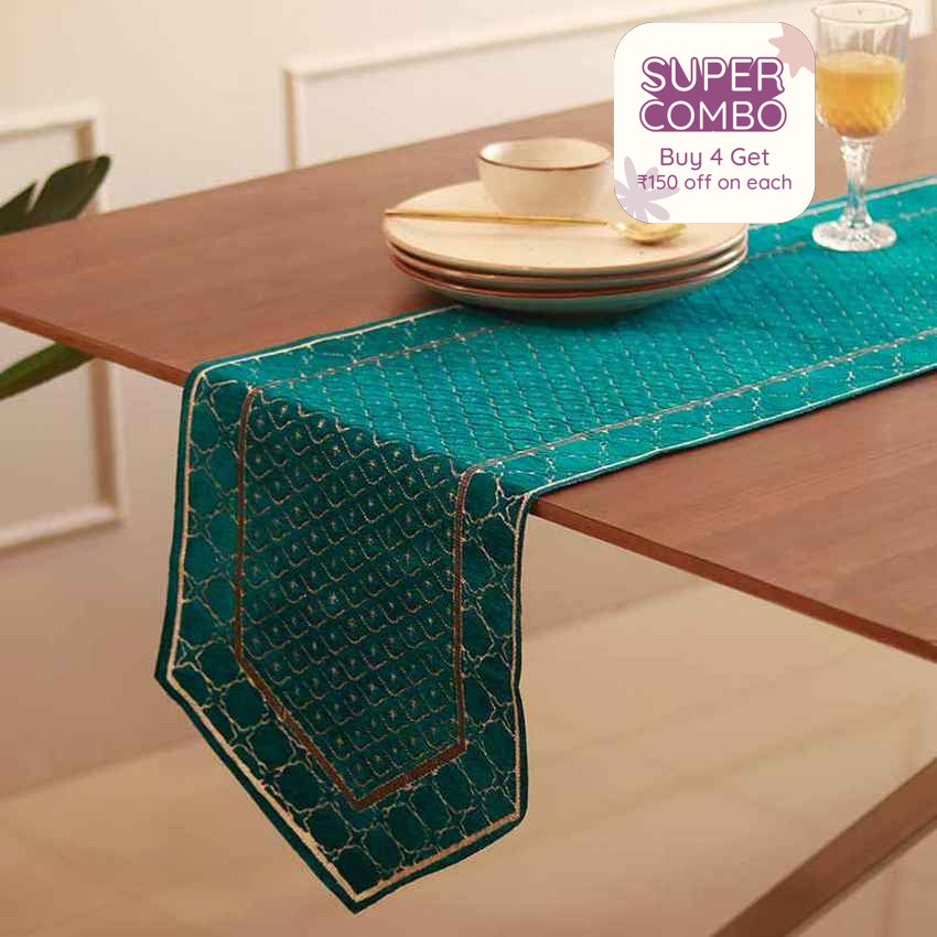 Teal Tranquility Polyester Table Runner | 13X72 inch