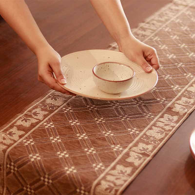 Brown Chennile Lasercut Table Runner Default Title
