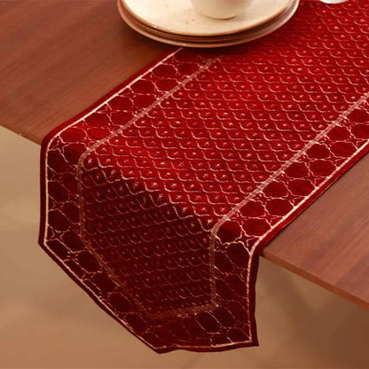 Red Chennile Lasercut Table Runner Default Title