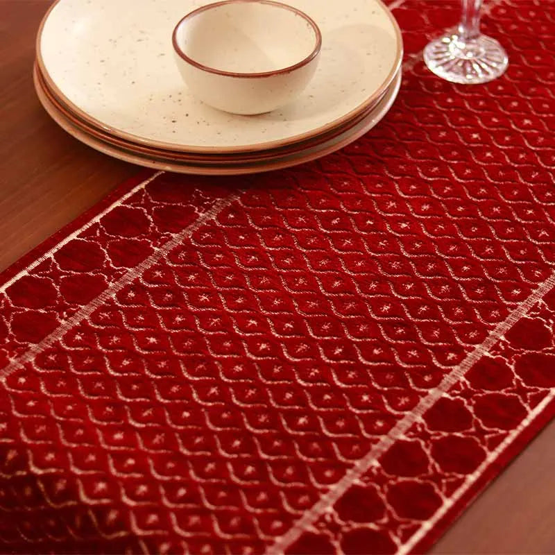 Red Chennile Lasercut Table Runner Default Title