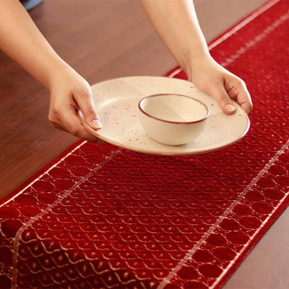 Red Chennile Lasercut Table Runner Default Title