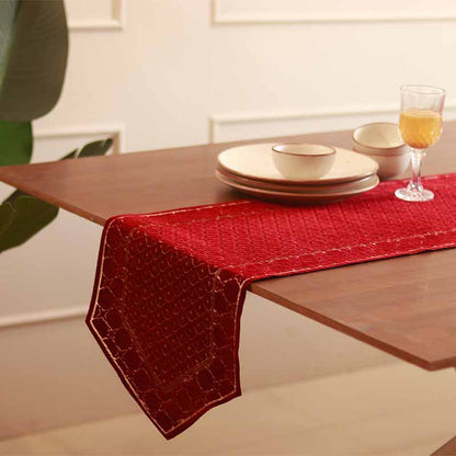 Red Chennile Lasercut Table Runner Default Title