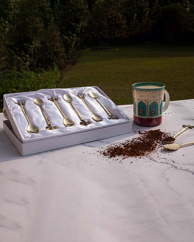 Elegant Gold-Toned Stirring Auric Tea Spoon | Set of 6 | 5 inches
