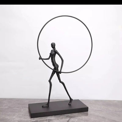 Elegant Modern Ring Man Sculpture | 11 x 4 x 20 inches