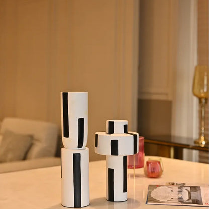 Chic Black and White Theme Vase | Set of 2