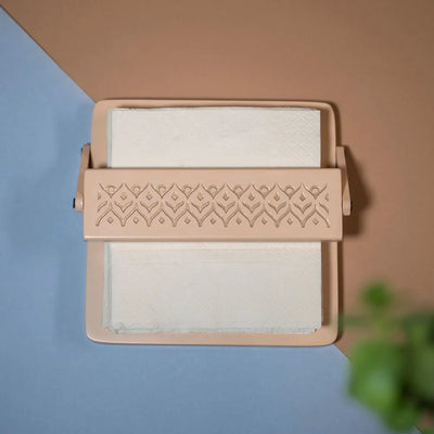 Vanilla Beige Tissue Tray | Wooden | 7 inches