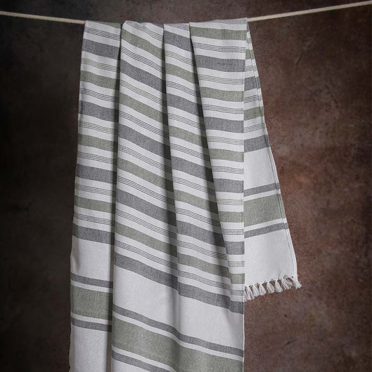 Cambric Multi-Stripe Bath Towel | Multiple Colors Forest Green