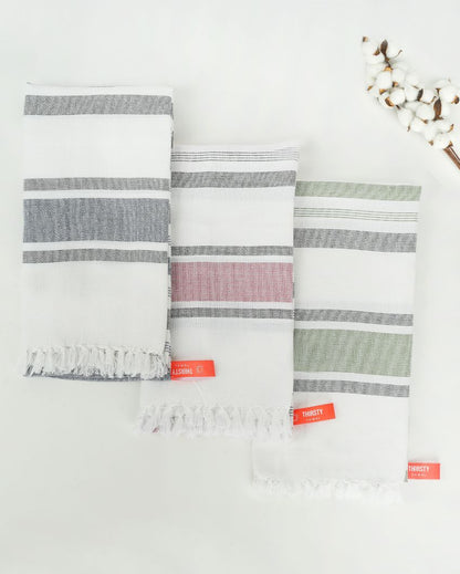 Cambric Multi-Stripe Bath Towels | Set of 3 | 59 x 30 inches | Get a Freebie