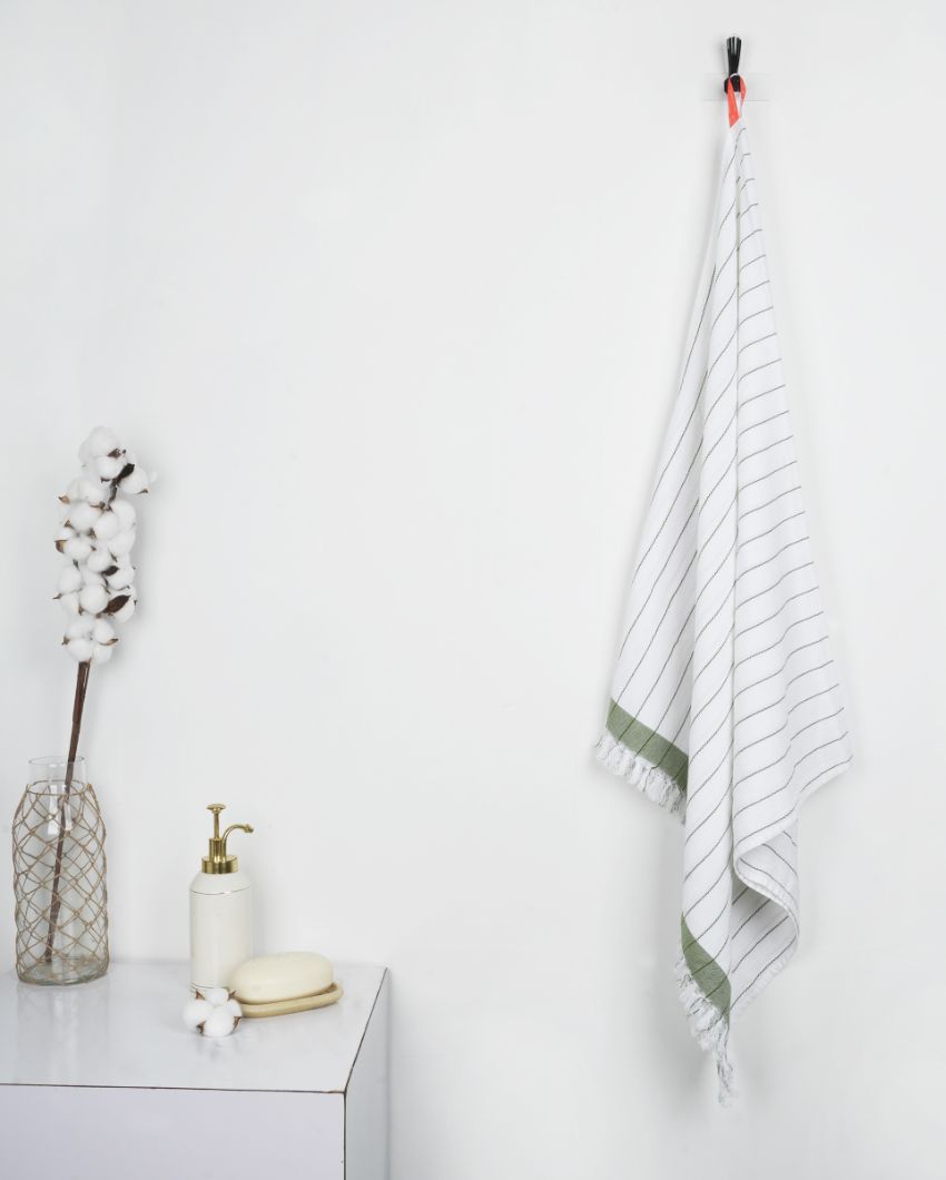 Cambric Pin-Stripe Cotton Bath Towel | 30 x 59 inches