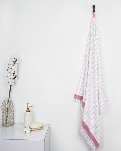 Cambric Pin-Stripe Cotton Bath Towel | 30 x 59 inches