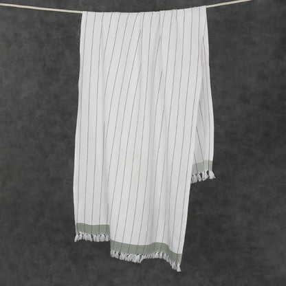 Cambric Pin-Stripe Bath Towel | Set of 3 Default Title