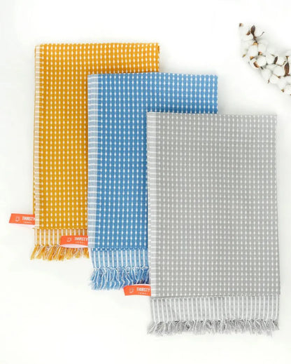 Honey Comb Cotton Bath Towels | Set of 3 | 59 x 30 inches | Get a Freebie