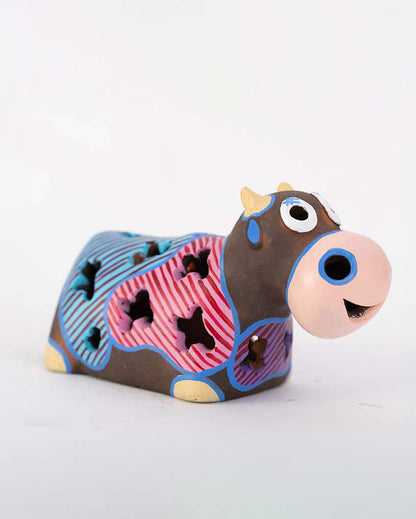 Elegant Design Terracotta Cow Tealight Cover | 8 x 4 x 5 inches